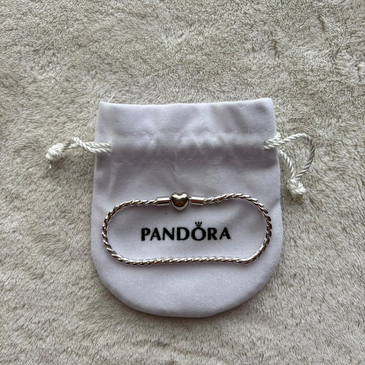 Pandora Moments Heart Clasp Faceted Snake Chain Bracelet