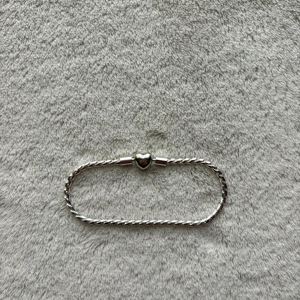 Pandora Moments Heart Clasp Faceted Snake Chain Bracelet