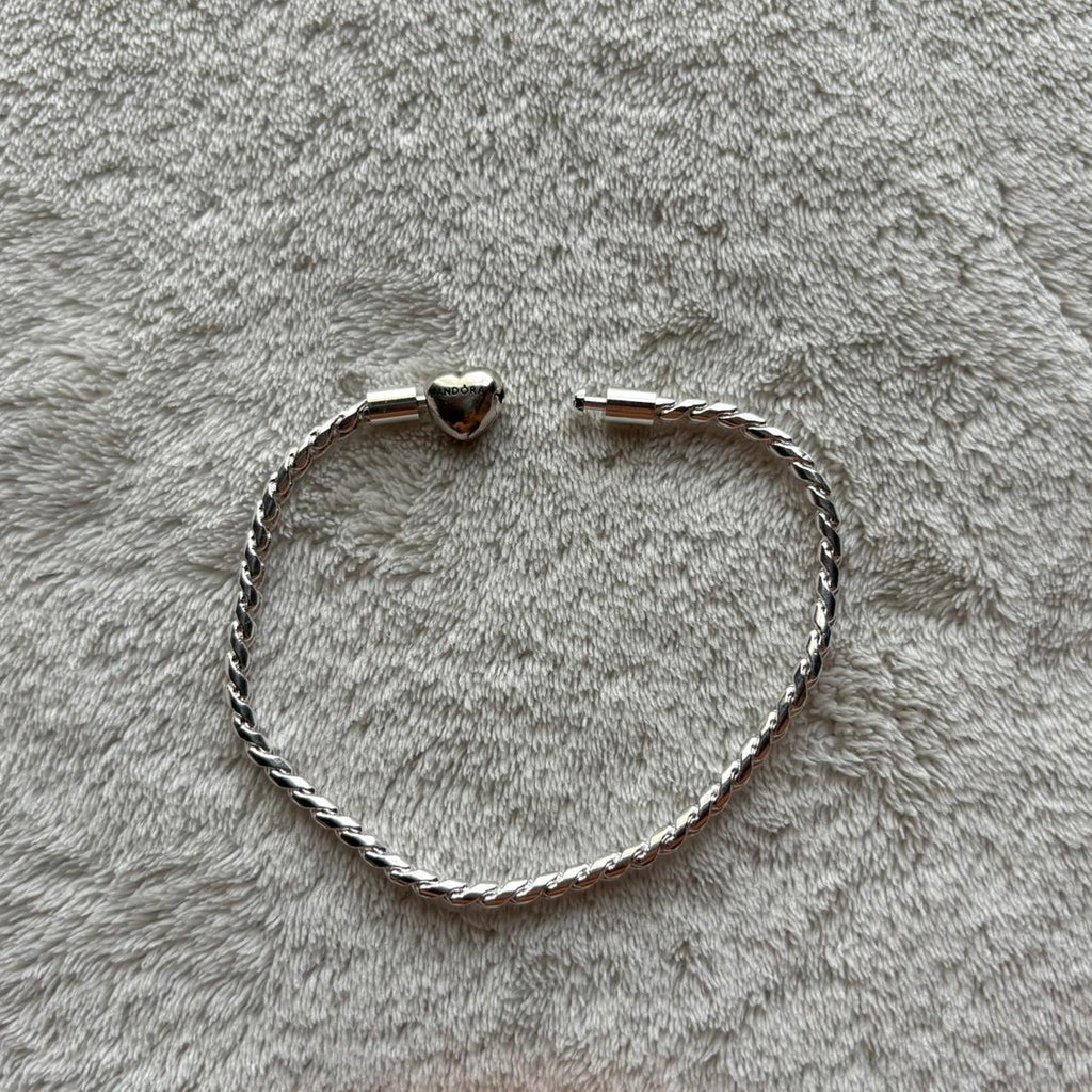 Pandora Moments Heart Clasp Faceted Snake Chain Bracelet