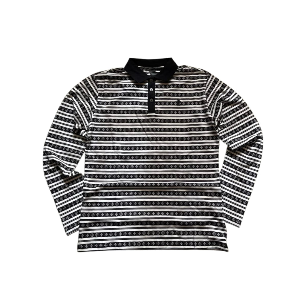 Chrome Hearts x Matty Boy "Teens From Mars" Striped Long Sleeve Polo Shirt