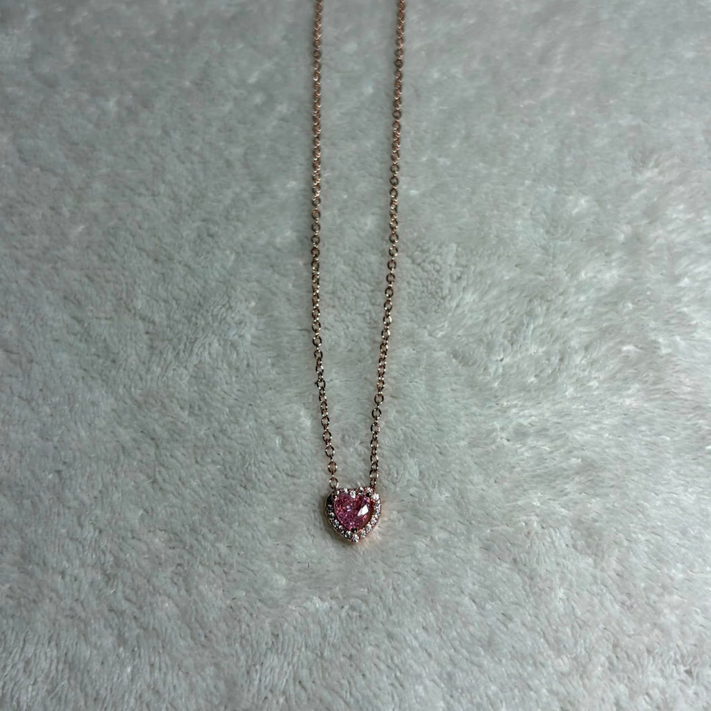 Pandora Rose Gold Pink Heart Necklace