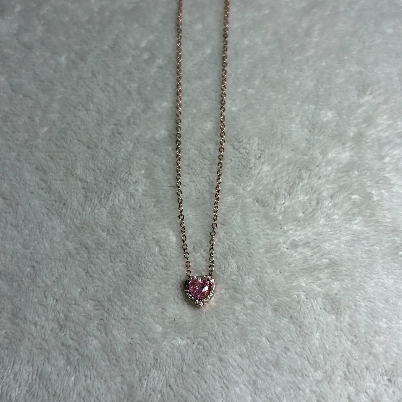 Pandora Rose Gold Pink Heart Necklace