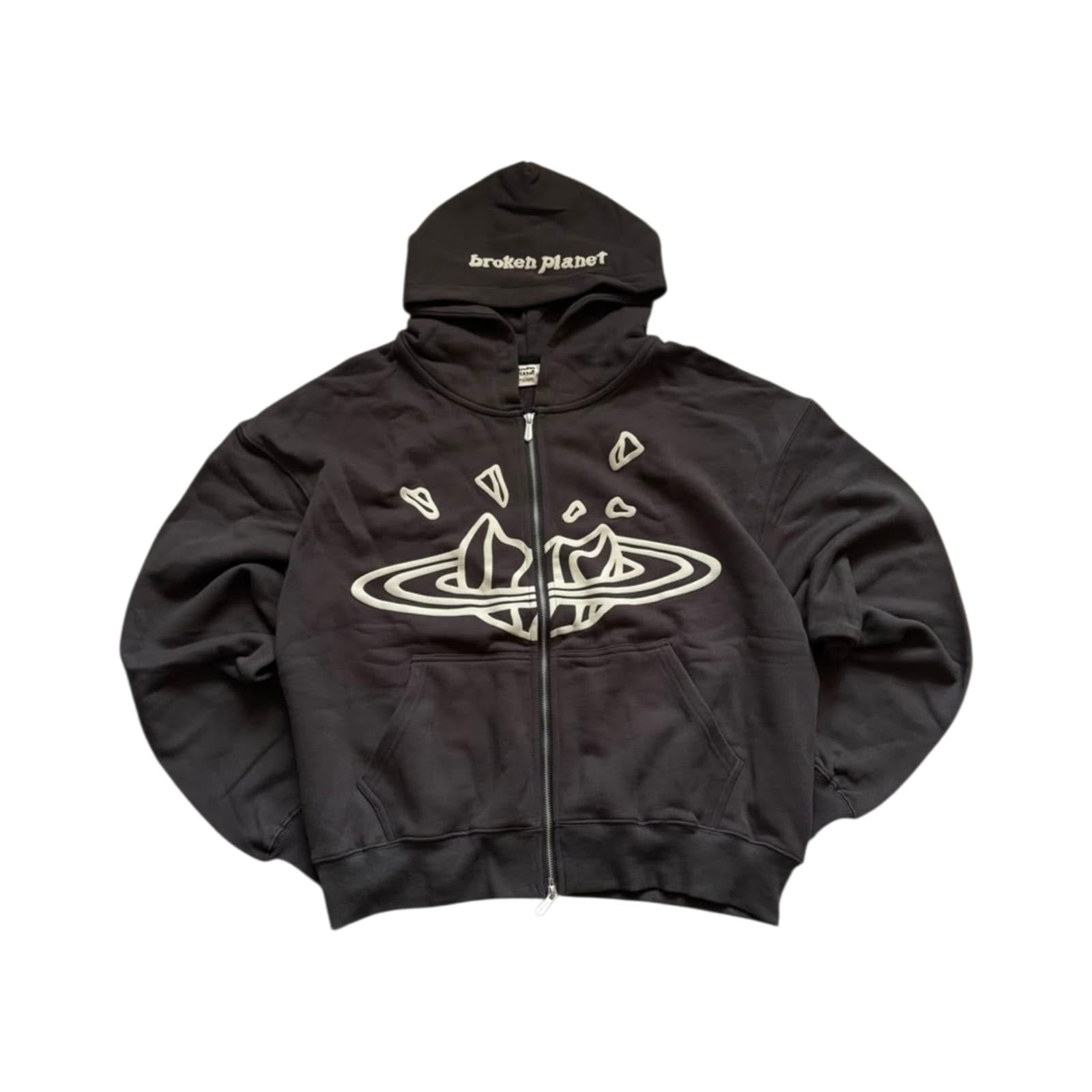 Broken Planet Soot Black Zip-Up Hoodie